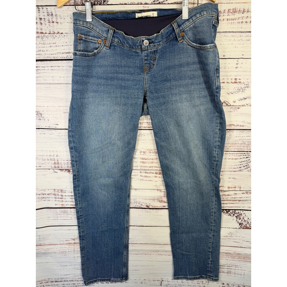 Abercrombie & Fitch Maternity Jeans Women 27 4R Blue 90s Straight Full Panel